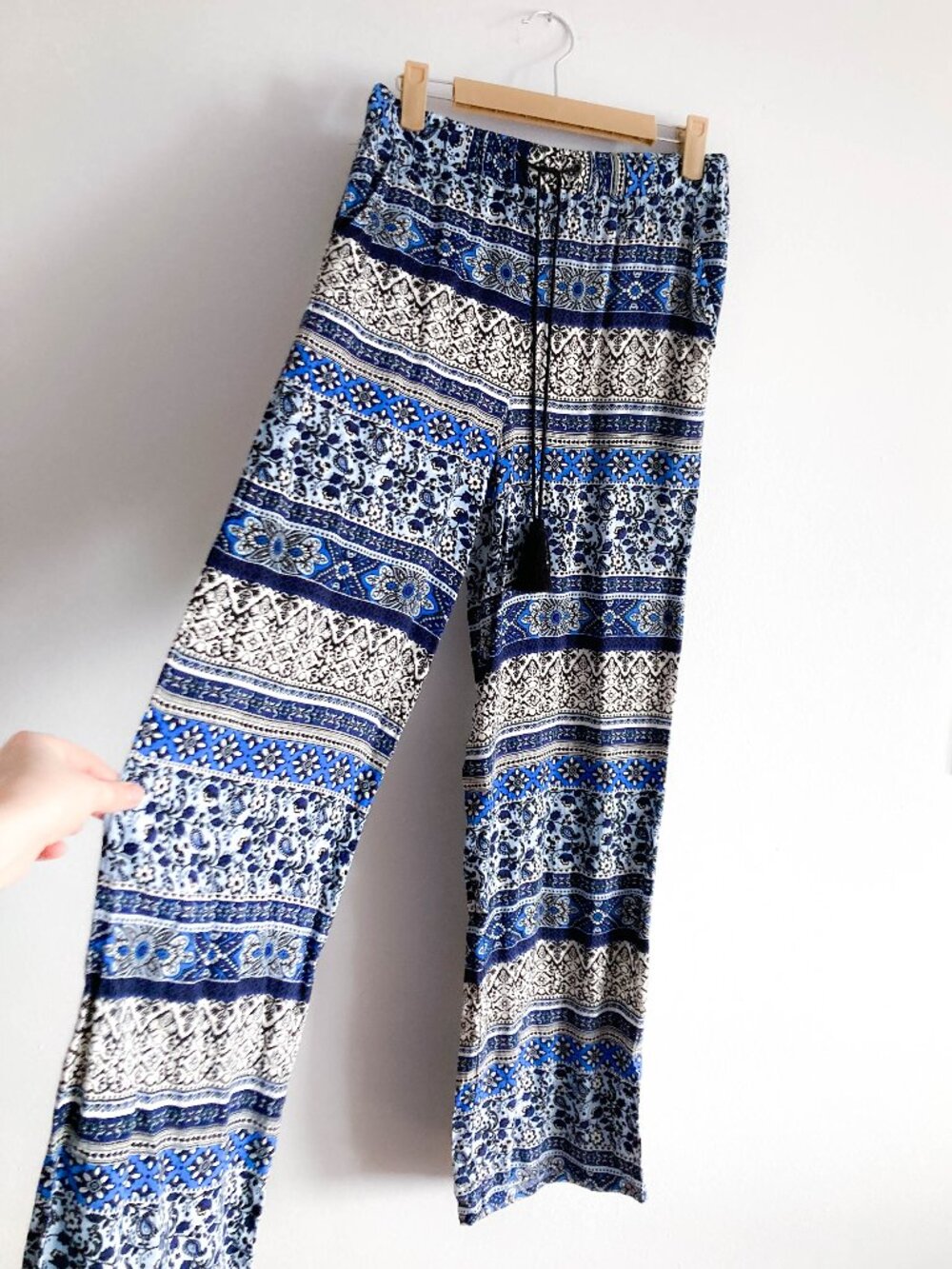 Blue Paisley wide-leg boho lounge pants